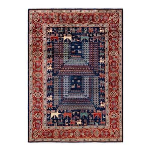 Serapi One-of-a-Kind Traditional Blue 4 ft. x 6 ft. Area Rug