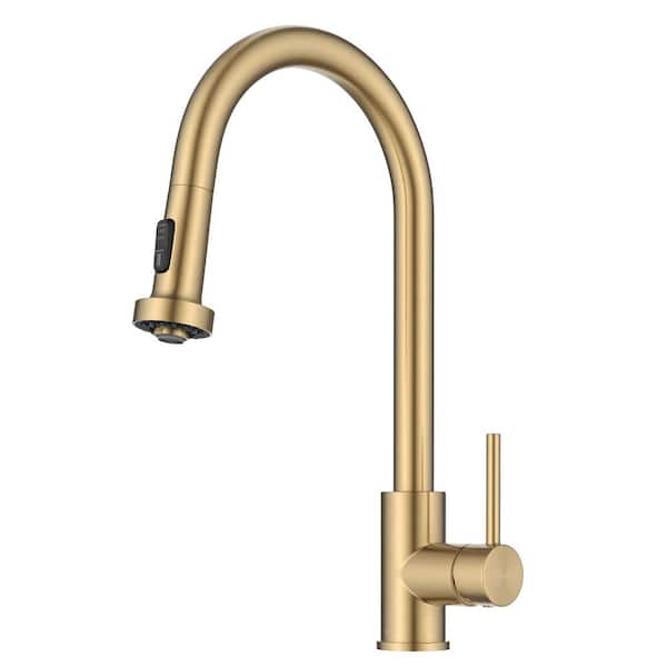 KRAUS Bolden 2-Function Single Handle Pull Down Sprayer Kitchen Faucet in Spot-Free Brushed Brass