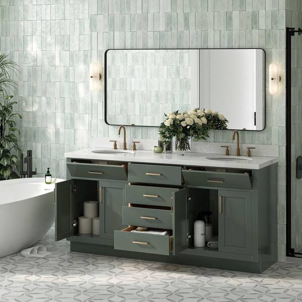 ARIEL Hepburn 72 in. Double Sink Freestanding Bathroom Vanity in
