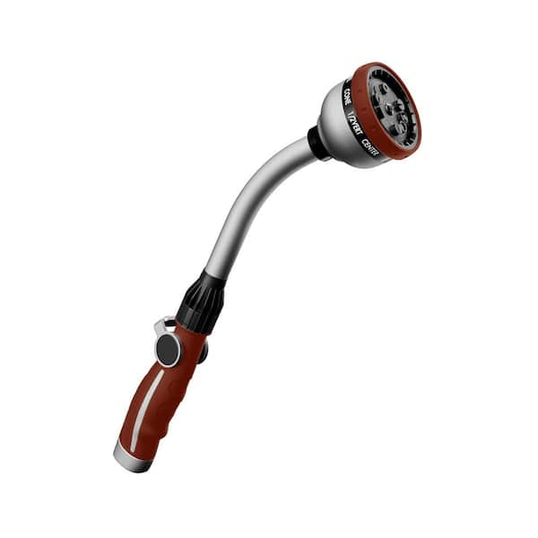 15 in. Red Metal Garden Hose Wand-Heavy-Duty Nozzle, 10-Sprays, Thumb Control, Perfect for Baskets and Shrubs