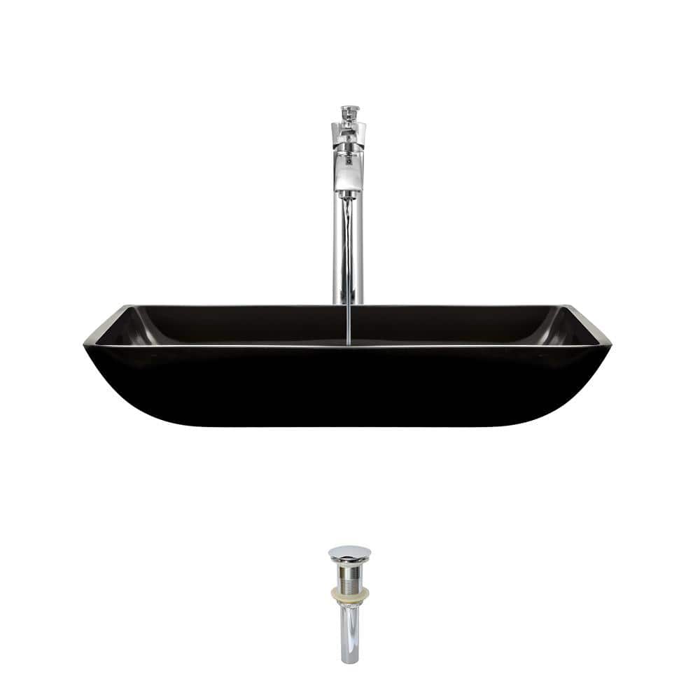 The MR Direct 643 Chrome Bathroom 726 Vessel Faucet Ensemble Bundle - 4 Items: Vessel Sink, Vessel Faucet, Pop-Up Drain, and Sink Ring 643-726-C 