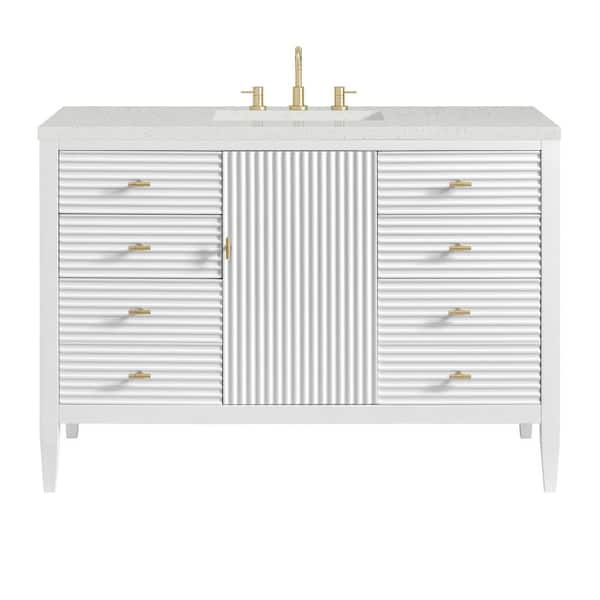 James Martin Vanities Myrrin 48.0 in. W x 23.5 in. D x 34.06 in. H Single Bathroom Vanity Bright White and Lime Delight Quartz Top