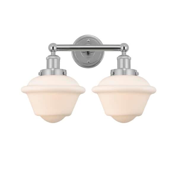 Oxford 15.5 in. 2-Light Polished Chrome Vanity Light with Glass Shade