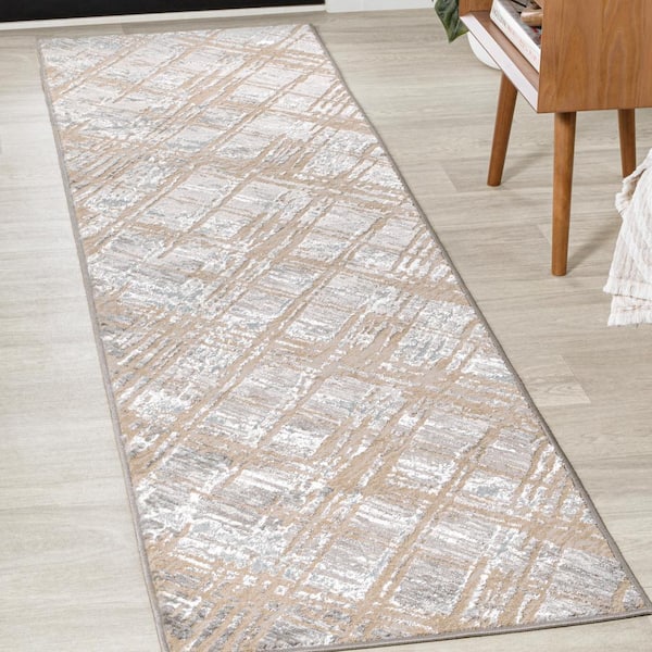 JONATHAN Y Slant Modern Abstract Beige/Gray 2 ft. x 8 ft. Runner Rug