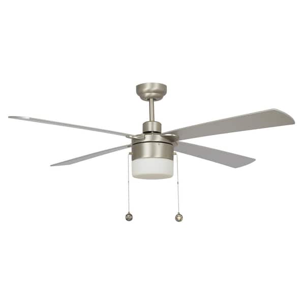 CARRO Hutton 52 in. LED Indoor Brushed Nickel Ceiling Fan with Light Kit and Pull Chain