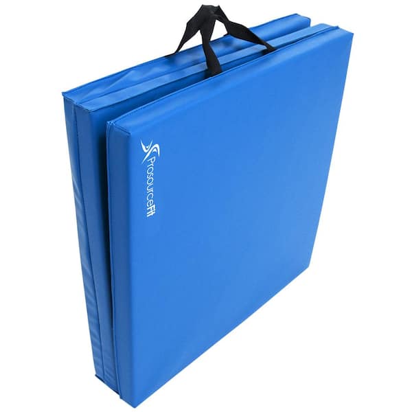 PROSOURCEFIT Tri-Fold Folding Thick Exercise Mat Blue 6 ft. x 4 ft