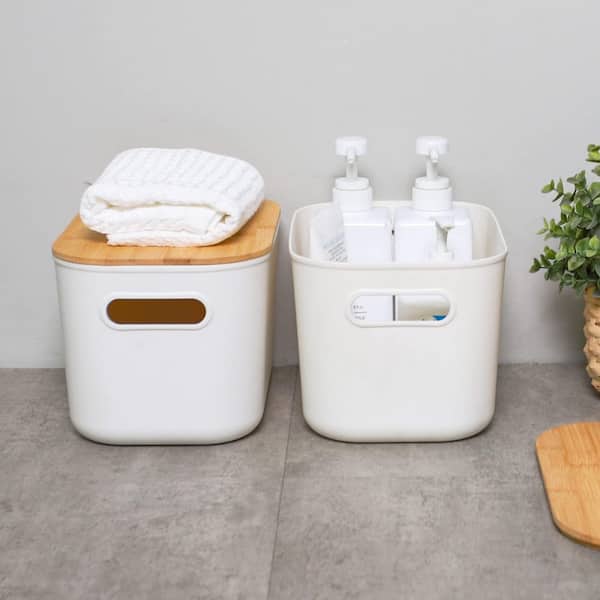 Afoxsos White 10.23 in. x 7.08 in. x 6.3 in. Plastic Storage Bins