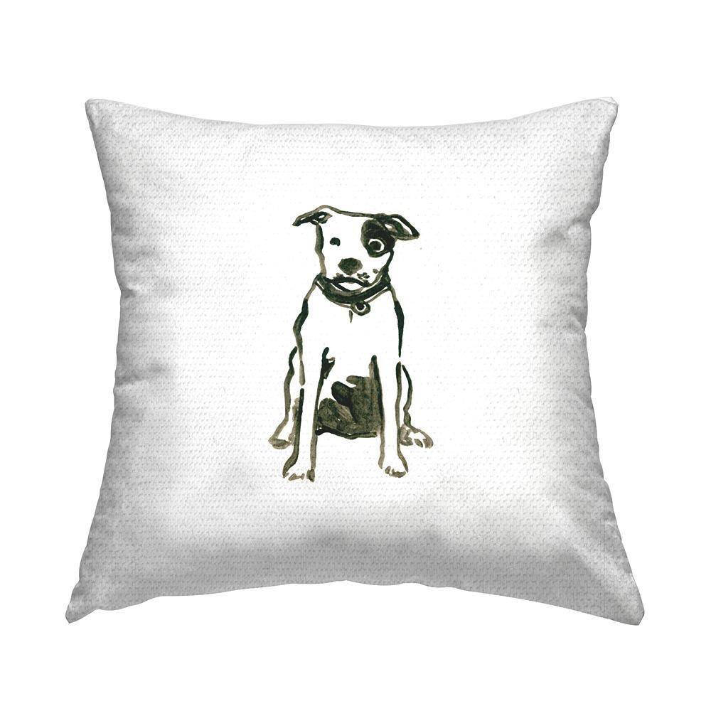 Smiling Dog Casual Animal Doodle White Square Outdoor Throw Pillow price history on PriceWatchPro