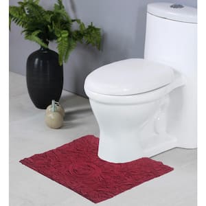 Bell Flower Collection 100% Cotton Tufted Bath Rugs, 20 in. x20 in. Contour, Red