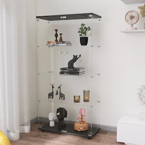 Black Two-door Glass Display Cabinet with 4 Shelves with Door