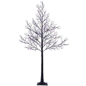 6 ft. Pre-decorated LED Pirate Halloween Yard Decorations Lighted Tree Artificial Black Spooky Tree