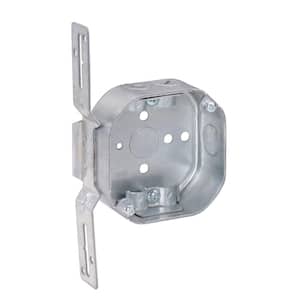 4 in. W x 1-1/2 in. D Steel Metallic Octagon Box with Three 1/2 in. KO's and NMCS Clamps and F Bracket, 1-Pack