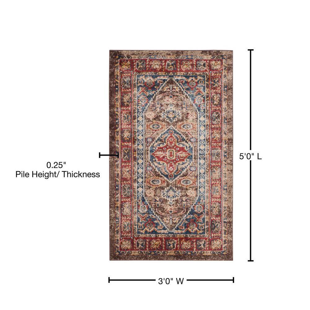 Blue Bijar Square Synthetic Stain-Resistant Accent Rug