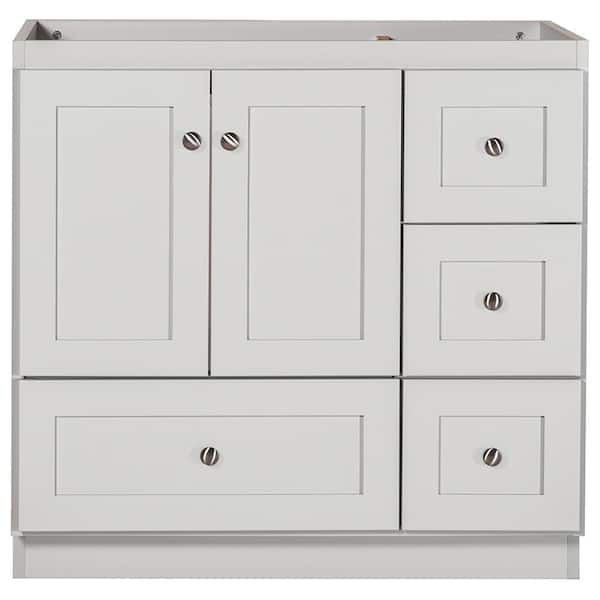 Simplicity by Strasser Shaker 36 in. W x 21 in. D x 34.5 in. H Bath Vanity Cabinet without Top in Dewy Morning