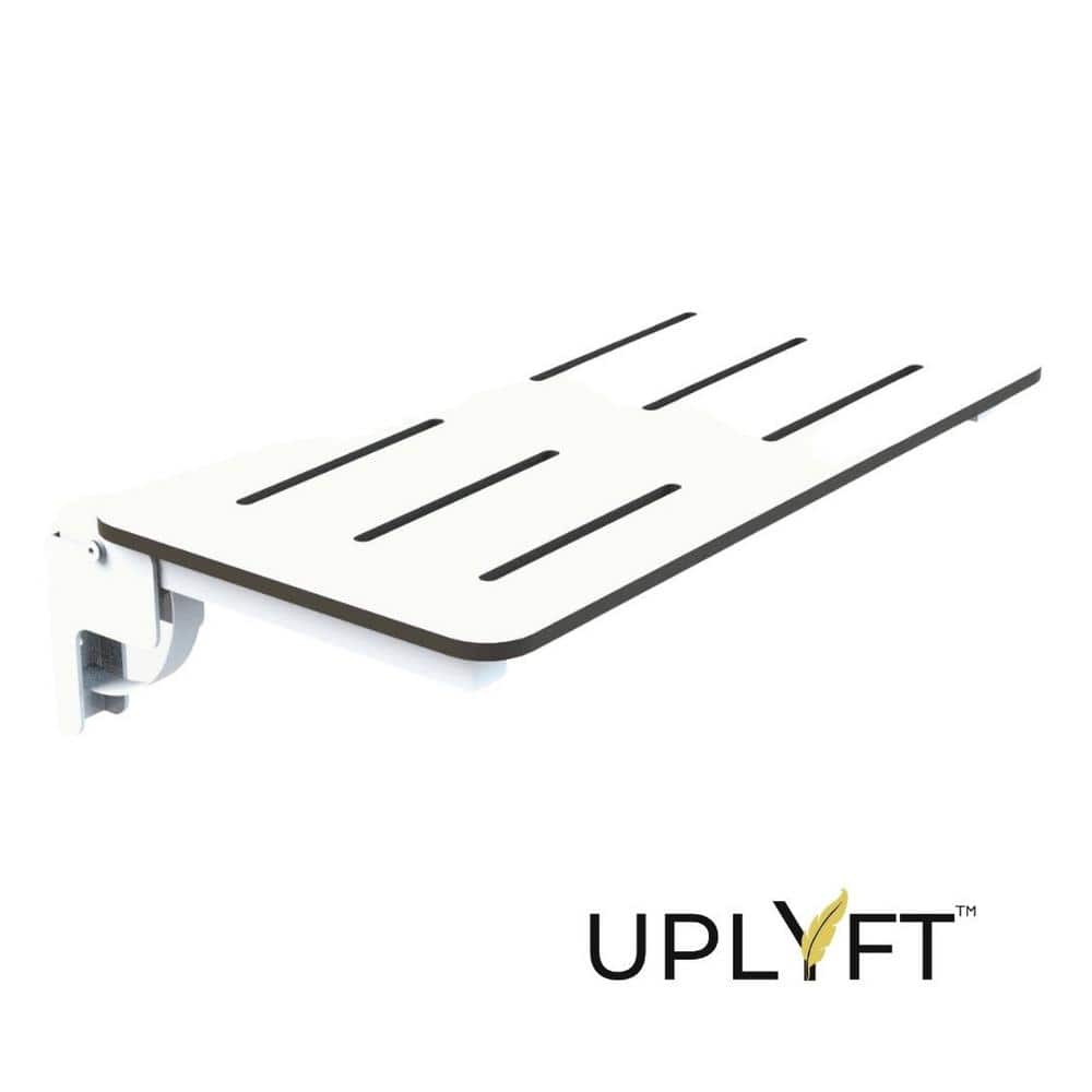 UPLYFT 32 in. Rectangle Wall Mount Folding Shower Seat with White