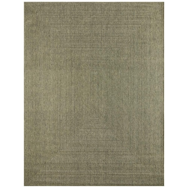 Tulum Olive 10 ft. x 14 ft. Linear Contemporary Area Rug