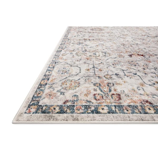 Cassandra Dove/Navy 2 ft. 6 in. x 10 ft. Runner Oriental 100% Polypropylene Pile Area Rug Runner Rug