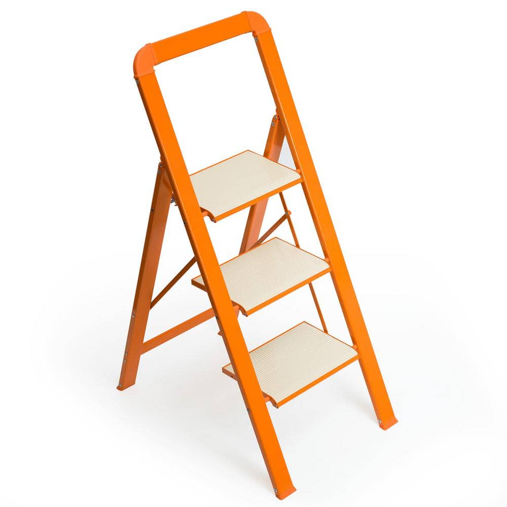 3-Step 9 ft. Reach Folding Aluminum Step Stool 330 lbs. Load Capacity