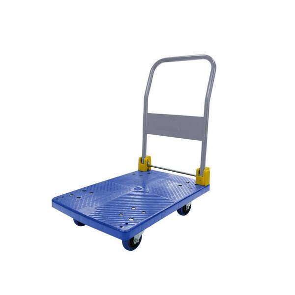 3.75 cu. ft. Foldable Platform Push Hand Truck Cart, 440 lbs. Weight Capacity, 2 Swivel Brake Wheels Metal Garden Cart