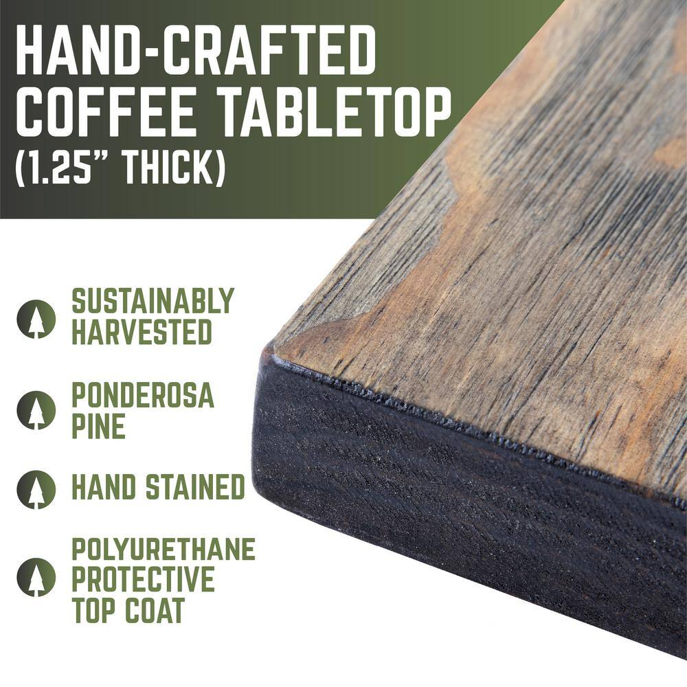 Boulder Black Rustic Solid Pine Coffee Tabletop