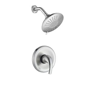 Wall Mount Single Handle 5-Spray Round High Pressure Shower Faucet In Brushed Nickel (Valve Included)