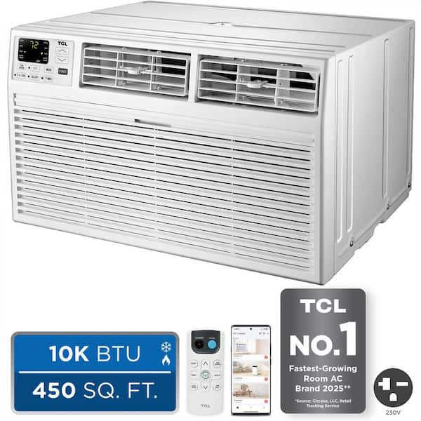 10,000 BTU (DOE) 230V Through-the-Wall Air Conditioner Cools 450 sq. ft. with Supplemental Heating, Remote and Wi-Fi