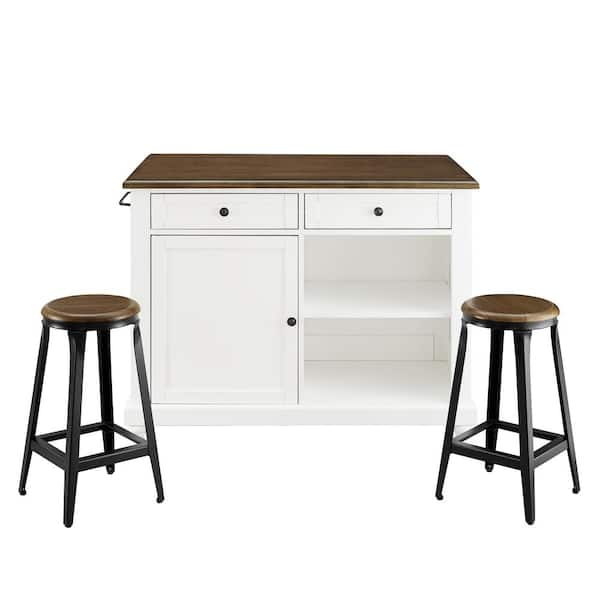 Woodbridge white kitchen island & discount 2 stools by home styles