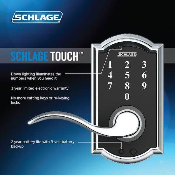 Schlage FE695CAM716ACC Camelot Accent Lever Keyless Touch Lever