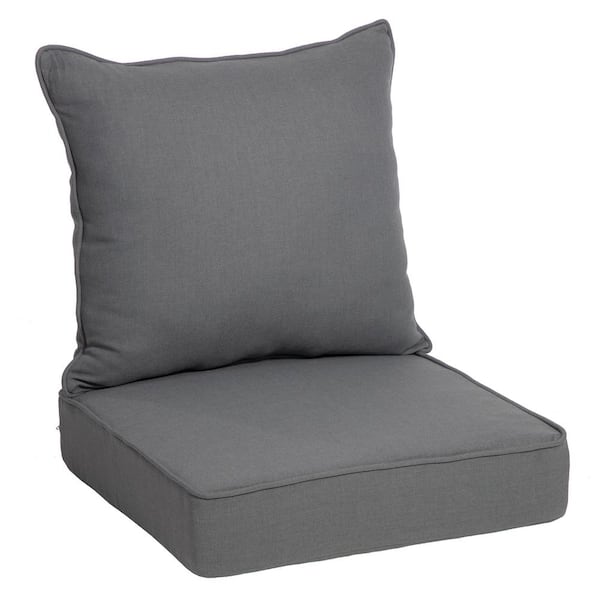 ARDEN SELECTIONS 24 in. x 22.5 in. Oceantex Basketweave Mako Gray 2-Piece Deep Seating Outdoor Lounge Chair Cushion