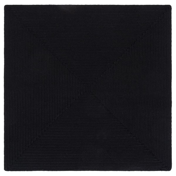 Braided Black  4 ft. x 4 ft. Machine Washable Solid Color Gradient Square Area Rug