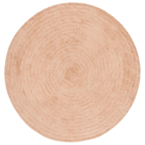Easy Care 6 ft. x 6 ft. Orange Machine Washable High-Low Dendric Solid Round Area Rug