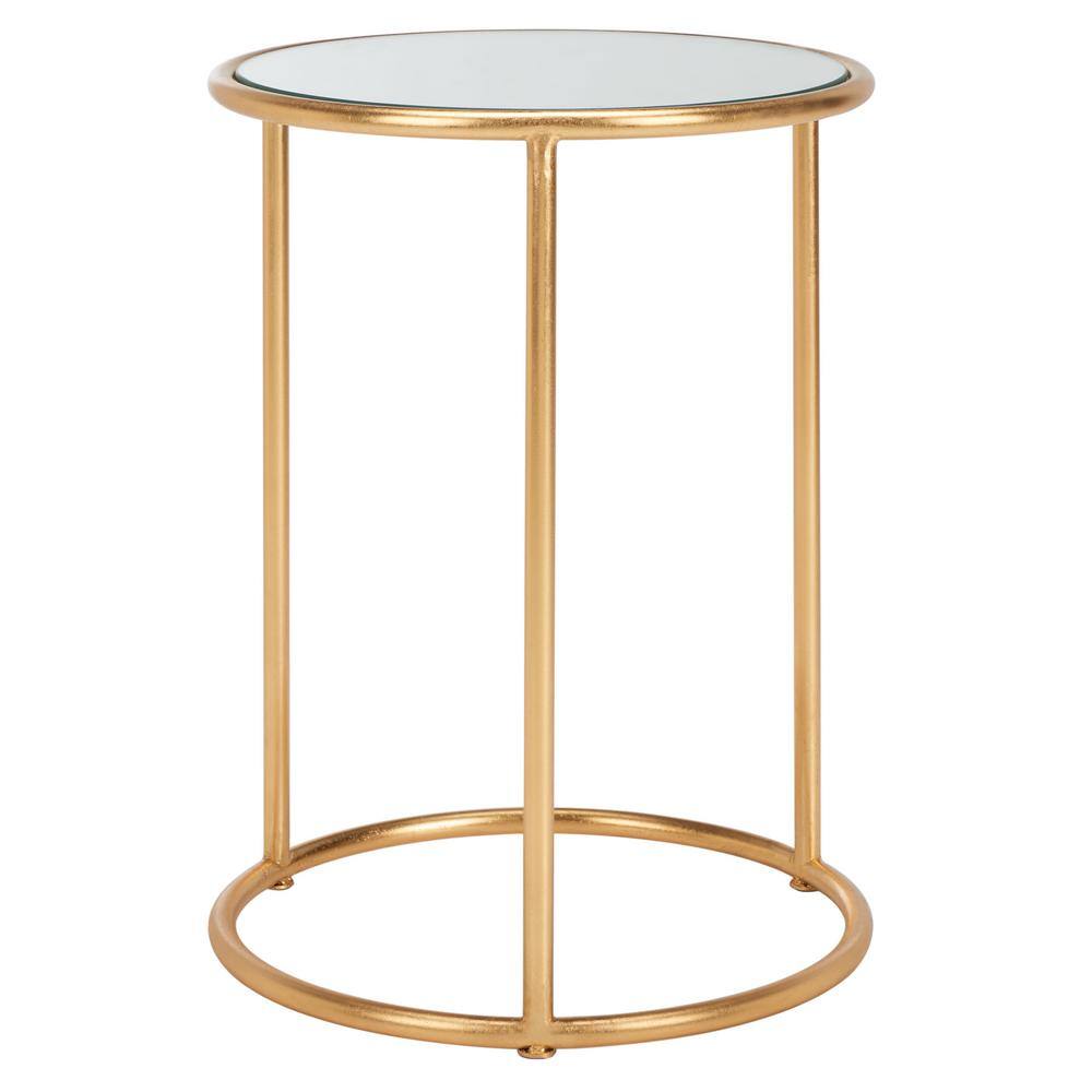 Tiny Gold and Mirrored Round Accent Table