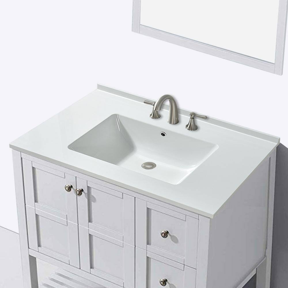 Reviews For Woodbridge Leeds 43 In W X 22 In D Single Basin Solid Surface Vanity Top In Glossy White With Integrated White Basin Hvt4216 The Home Depot