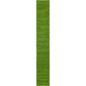 Solid Shag Grass Green 16 ft. Runner Rug