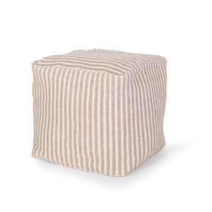 Arwen Light Brown and White Cube Pouf
