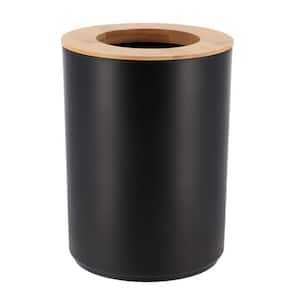 Padang Bathroom Trash Can Padang Bamboo Top 1.3 Gal - Stylish and Sustainable 5L Black