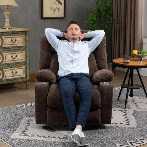 aisword Brown Chenille Power Lift Recliner Chair with 8-Point
