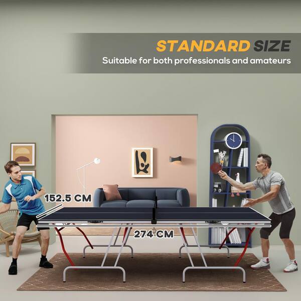 Soozier Portable Table Tennis Table with Net, Paddles, Balls, MDF