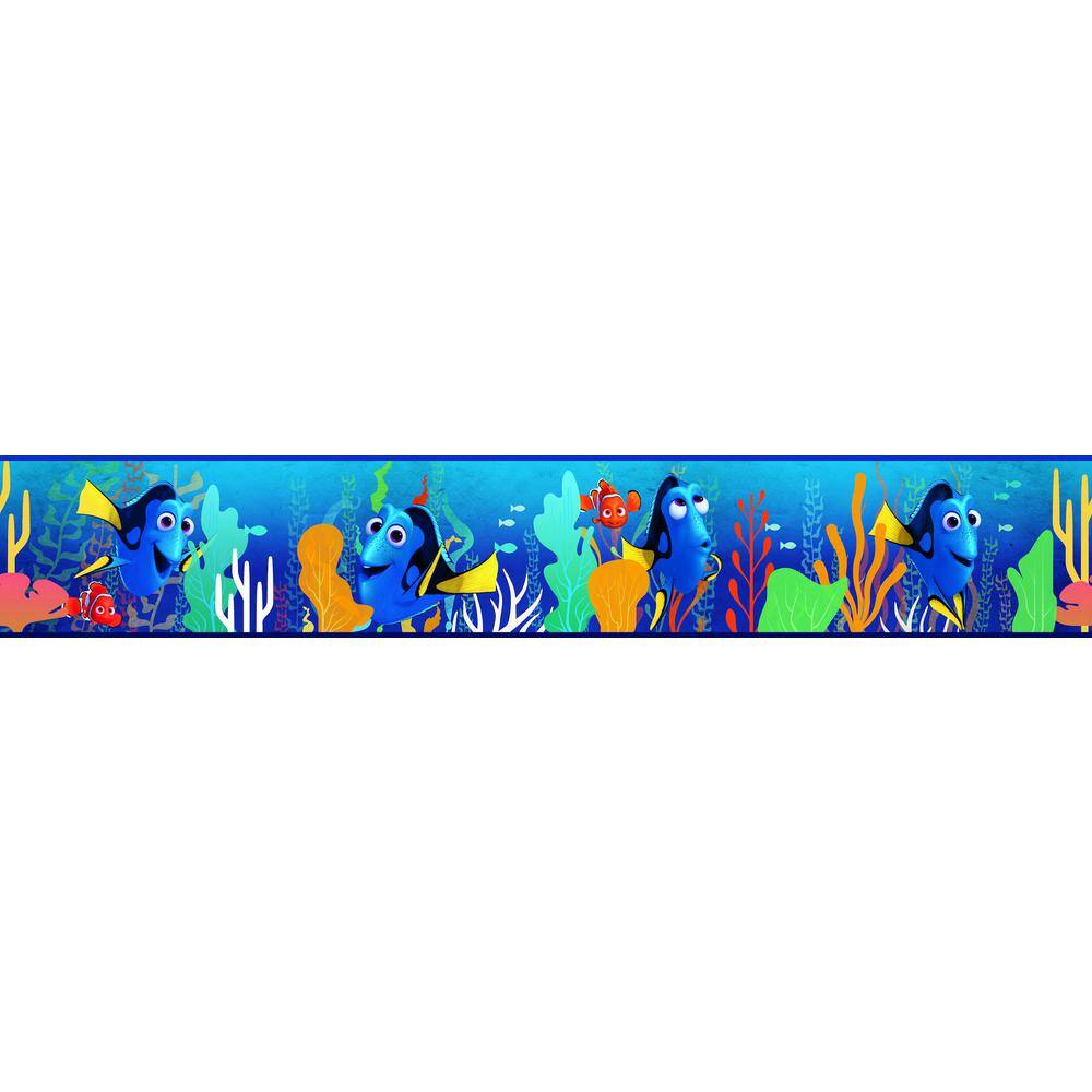 Sea World Blue Green Orange Vinyl Wallpaper Border