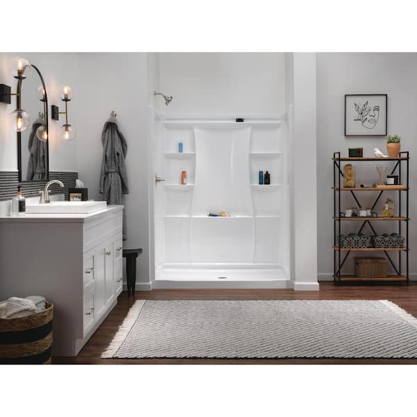 Classic 500 32 in. L x 60 in. W x 72 in. H 4-Piece Alcove Shower Kit with Shower Wall and Shower Pan in High Gloss White