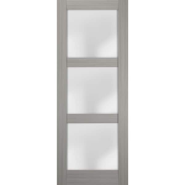 Sartodoors 2552 30 in. x 84 in. No Bore Solid Core Frosted Glass White Finished Pine Wood Interior Door Slab
