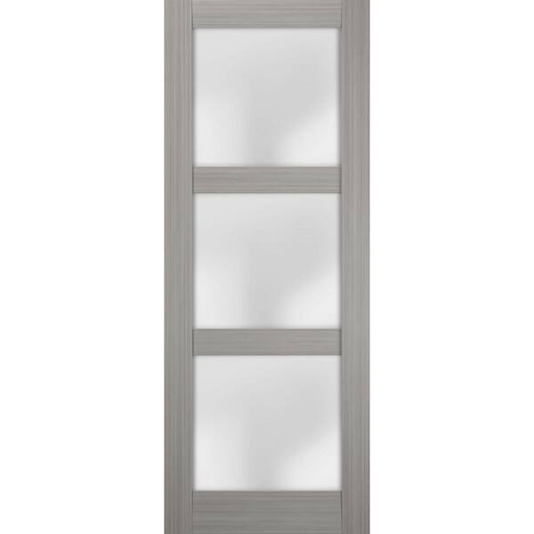Sartodoors 2552 30 in. x 96 in. No Bore Solid Core Frosted Glass White Finished Pine Wood Interior Door Slab