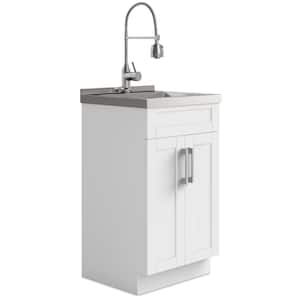 Hennessy All-in-One 20 in. Utility Laundry Sink with Cabinet in Pure White Drop-In