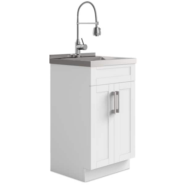 Hennessy All-in-One 20 in. Utility Laundry Sink with Cabinet in Pure White Drop-In