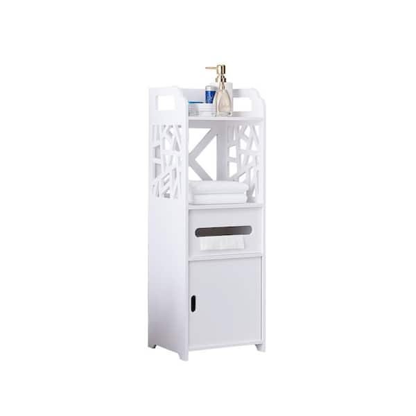 Signature Home SignatureHome Larie White Finish 31" In. H Bathroom Storage Cabinet With 2 Exterior Shelves. (11Lx9Wx31H)