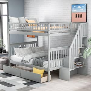 Elish Gray Full Over Full Bunk Bed with 2-Drawers and Storage