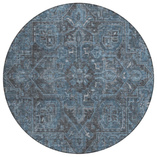 Addison Rugs Chantille ACN571 Navy 8 ft. x 8 ft. Round Machine Washable Indoor/Outdoor Geometric Area Rug