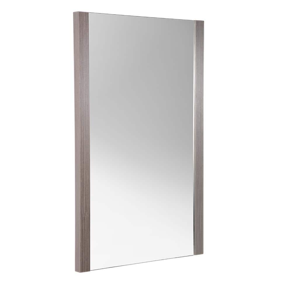 Gray Oak Rectangular Frameless Bathroom Vanity Mirror