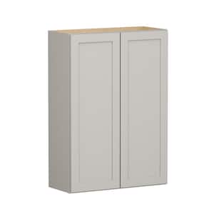 Shaker Full Overlay 30 in. W x 12 in. D x 42 in. H Plywood Assembled Wall Kitchen Cabinet in Stone Gray