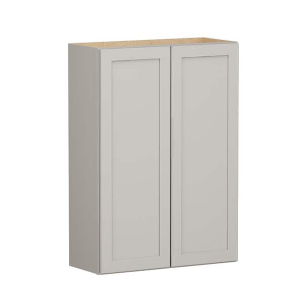 SIMPLY WOODMARK PRO Shaker Full Overlay 30 in. W x 12 in. D x 42 in. H Plywood Assembled Wall Kitchen Cabinet in Stone Gray
